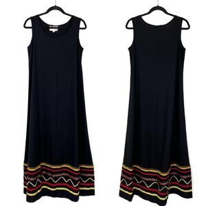 Earth Song Maxi Dress Sleeveless Boho Black Size 6